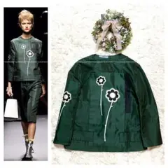 本物 美品 コレクションモデル プラダ フラワーデザイン 薄手 ジャケット