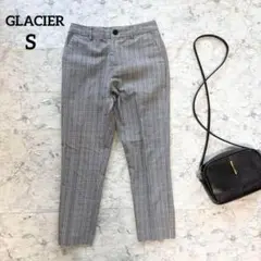【GLACIER】グラシア チェック柄テーパードパンツ センタープレス 通勤 S