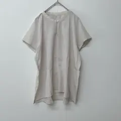 シアーブラウス　コットンシャツ　スキッパーブラウス　トップス　ベージュ　M