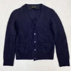 Drawer カシミヤファー カーディガン ニット 高級感 ネイビー 日本製
