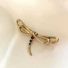 Christian Dior トンボ モチーフ ゴールド ストーン ブローチ