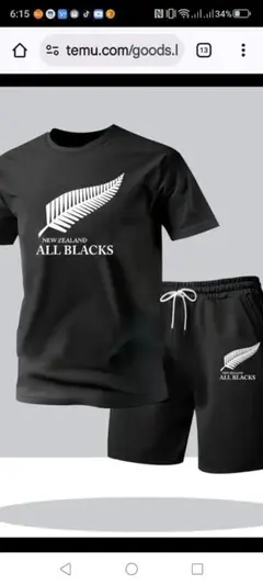 (特価値下げ)ALL BLACKS Tシャツとショートパンツセット3L