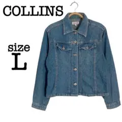 COLLINS【L】デニム ジャケット Gジャン カジュアル 無地 ブルー