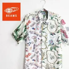BEAMS ビームス 別注 雷門 クレイジー アロハシャツ 白 M
