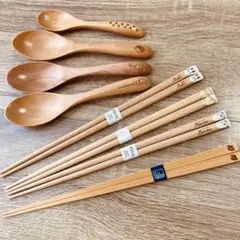 北欧風　木製動物箸と木製スプーンのまとめ売り