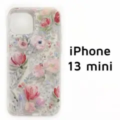 iPhone 13 mini カバー クリア 花 透明 /