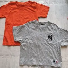 ヤンキース NY グレー Tシャツ 110 オレンジ 無地
