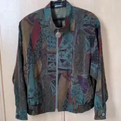 80s 昭和 レトロ 総柄ジャケット クレイジー柄 ビンテージ 可愛い エモい
