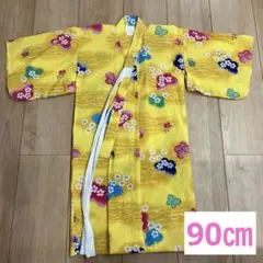 キッズ　子ども　浴衣　女の子　90 黄色　イエロー　祭り　お祭り　行事　夏