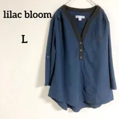 即購入OK✨lilac bloom【L】ネイビー Vネックシャツ トップス 長袖