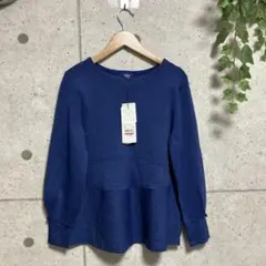 PART2 ネイビー ペプラム トレーナー M