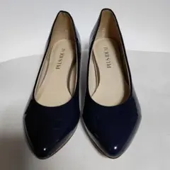 PLUS IDEAL パンプス　濃紺　21cm エナメル 日本製