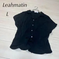 Leahmatin シャツブラウス（L）カットソー　一分袖　透け感ありa719