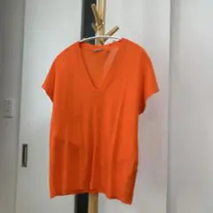 ZARA オレンジ Vネック 半袖チュニック