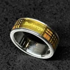BURBERRY Logo Nova Check Silver Ring