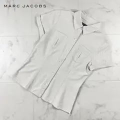 美品 マークジェイコブス ストライプ 襟付き半袖シャツ ベージュ 4*NB85