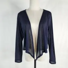 美品 薄手シアーボレロ ポリエステル ネイビー M〜L 韓国製