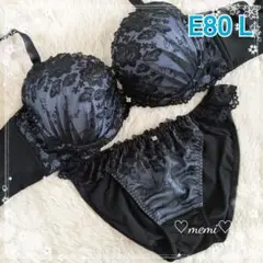 【E80】ブラショーツセット❤❤ネイビー ブラックフラワーレース✩ ⋆ ✩847