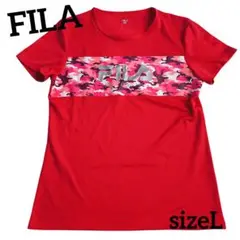 FILA フィラ　ロゴ迷彩柄 半袖　Tシャツ レディース　L