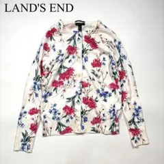 ランズエンド 花柄 カーディガン フラワー 総柄 レトロ ヴィンテージフラワー