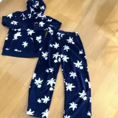 SUNBLAZE 冬用フリースパジャマセット　Lサイズ☆花柄☆ネイビー☆