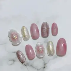 ピンク　ネイルチップ　現品販売　新品未使用　花