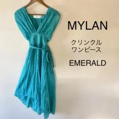 【早い者勝ち】MYLANクリンクルワンピース エメラルド