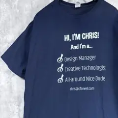 メッセージプリント Tシャツ ネイビー　2XL ビッグシルエット