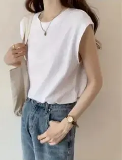 レディース ノースリーブTシャツ（ホワイト・Mサイズ）