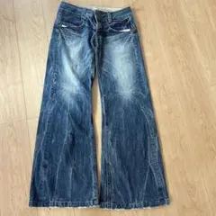 ダメージ フレアデニム パンツ