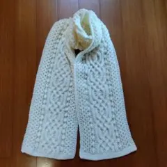 新品 未使用 ハンドメイド アラン模様ロングマフラー