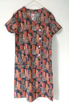 新品Itomi抽象柄レトロアンティーク柄ヴィンテージプリントチュニックワンピース