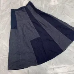 K.T KIYOKO TAKASE フレアスカート デニム風 ブロック切替 M