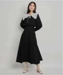 2way襟レースレイヤードワンピース