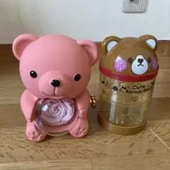 【2点セット】くま雑貨｜置物＆貯金箱｜ピンク×ブラウン｜インテリア｜かわいい