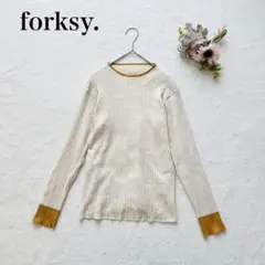 【フォルクシー】バイカラー リブ長袖Tシャツ（フリー）ニット クルーネック