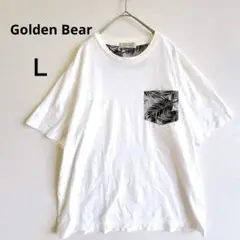 【ゴールデンベア】ホワイト 半袖Tシャツ　メンズ　トップス　Ｌ　胸ポケット
