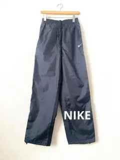 【未使用】ナイキNIKE ナイロンワイドパンツ 裏メッシュ ロゴ刺繍