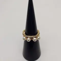 ❤❤❤即日発送❤❤❤☆指輪ゴールド パールリング☆ フリーサイズ