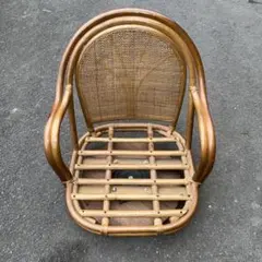 昭和レトロ 藤家具 ラタンチェア 回転式
