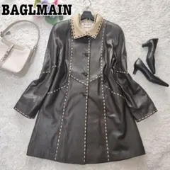 【美品】バルマン パリス ロングコート レザーコート 羊革 ステッチ