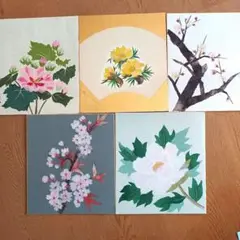 ちぎり絵5枚(色紙サイズ)