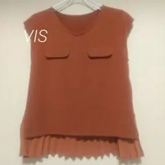 VIS 柿色 ノースリーブ トップス 秋色