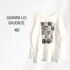 ジャンニロジュディチェ　L　長袖Tシャツ　プリント　ロンT　カットソー ホワイト