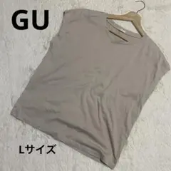 美品 GU マーセライズドT 半袖 Lサイズ ノースリーブ ベージュ 夏コーデ
