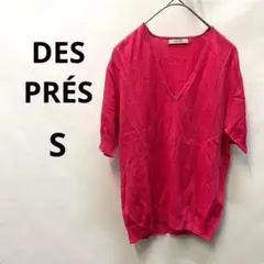 デ・プレ ピンク Vネック ニット　トップス Sサイズ　レディース　半袖　715