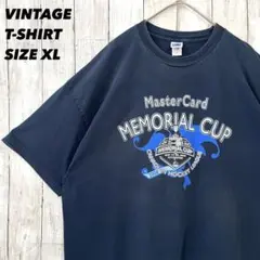 ヴィンテージ古着　カナディアンホッケーリーグプリントTシャツ　サイズXLネイビー
