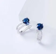 ピアス サファイア ブルー ジルコン シルバー おしゃれ ファッション