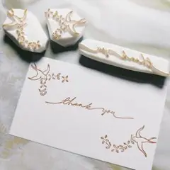 筆記体 小鳥 消しゴムはんこ 101
