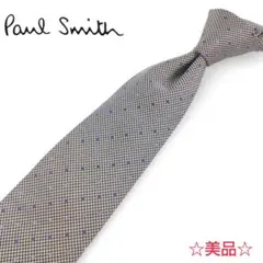 【Paul Smith/ポールスミス】美品 ネクタイ ドット 千鳥格子 シルク灰